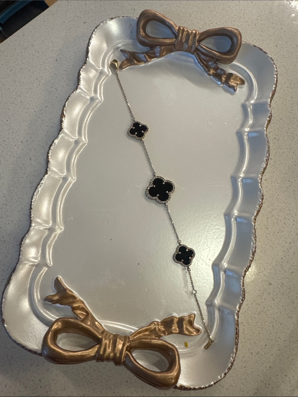 Black Clover Station Bracelet - gold tone Chain